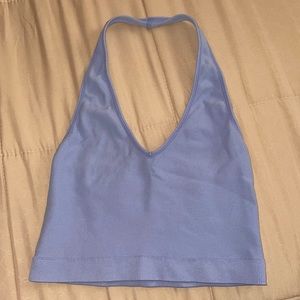 Blue halter crop top